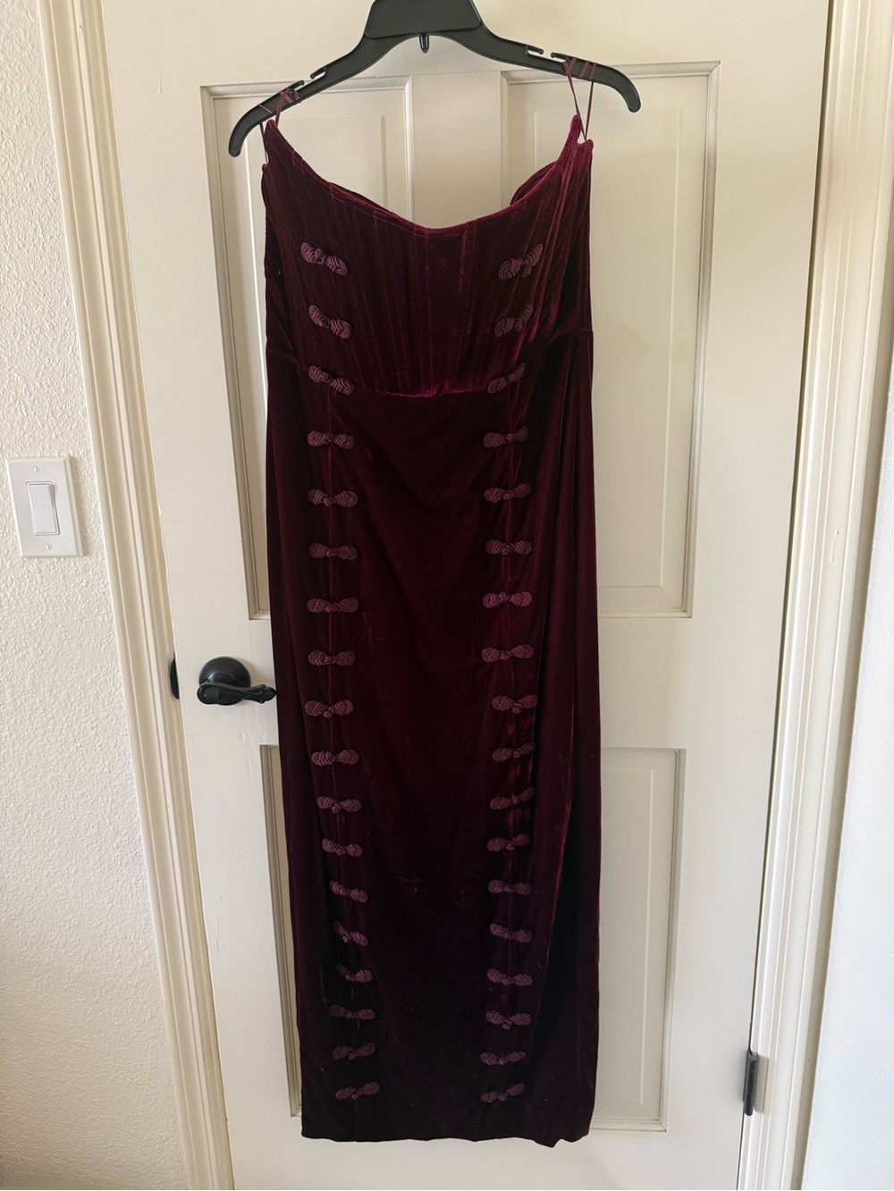 Strapless Velvet Evening Gown in Deep Wine - Picture 7 of 10